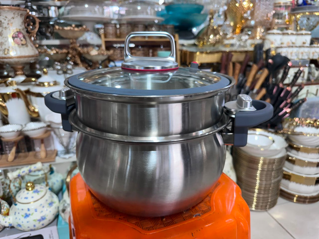 2-in-1 Japanese-Design 7L Pressure Cooker with Steamer