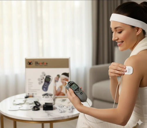 BlueIdea Digital Machine Body Pulses Muscle Relaxation 4 Pads with Battery and Charger