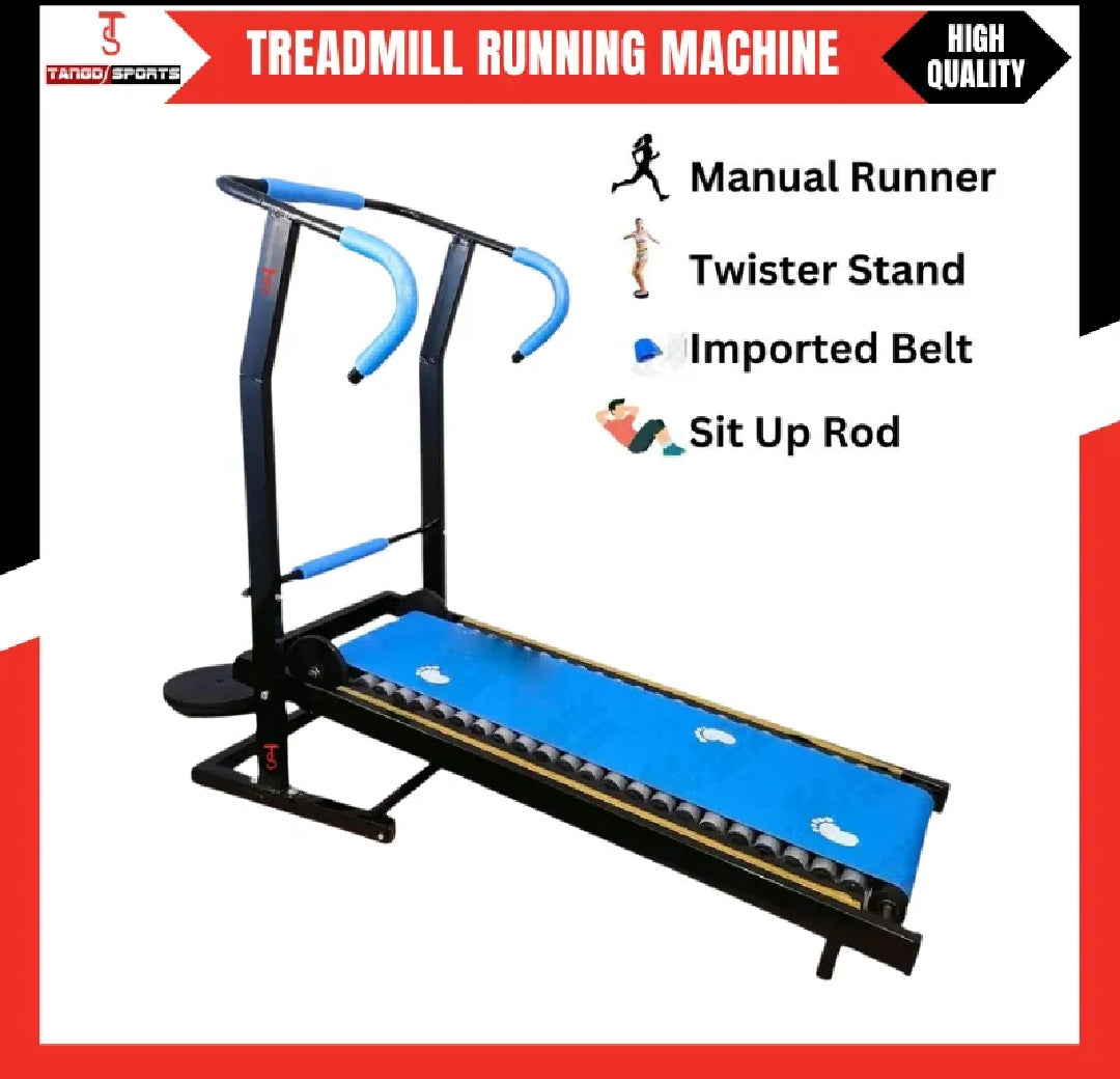 19 Rollers Manual Treadmill Running Machine for Home Gym Roller Jogging Machine Foldable Tread Mill Easy Assembly